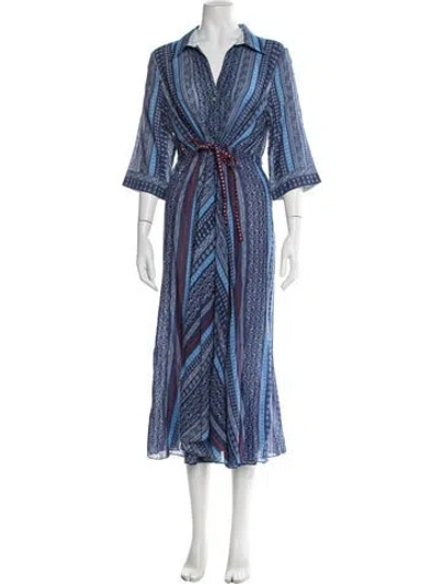 Pre-owned Le Sirenuse Positano Printed Long Dress In Black
