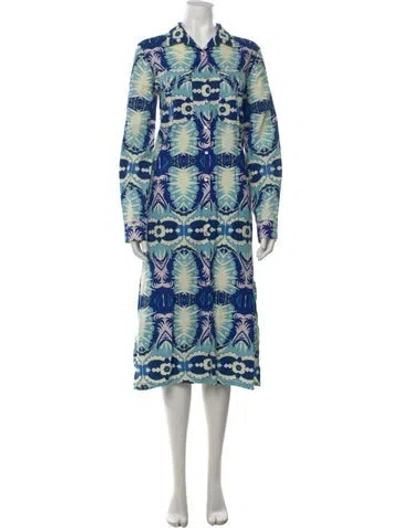 Pre-owned Le Sirenuse Positano Printed Long Dress In Blue