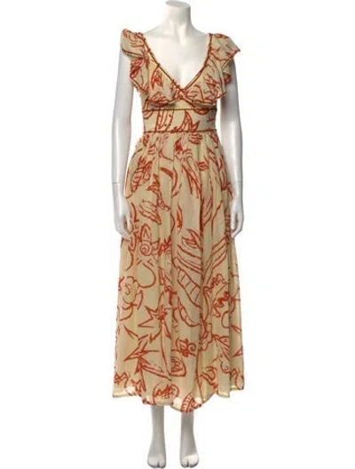 Pre-owned Le Sirenuse Positano Printed Long Dress In Multi