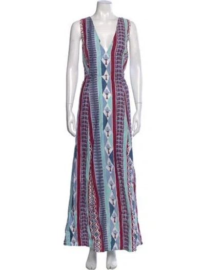 Pre-owned Le Sirenuse Positano Printed Long Dress In Multi