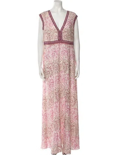 Pre-owned Le Sirenuse Positano Printed Long Dress In Neutral