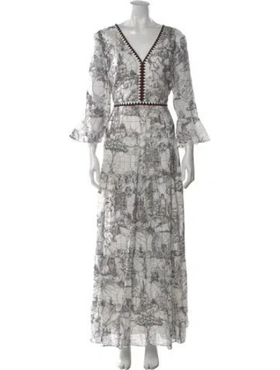 Pre-owned Le Sirenuse Positano Printed Long Dress In Neutral