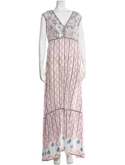 Pre-owned Le Sirenuse Positano Printed Long Dress In Pink