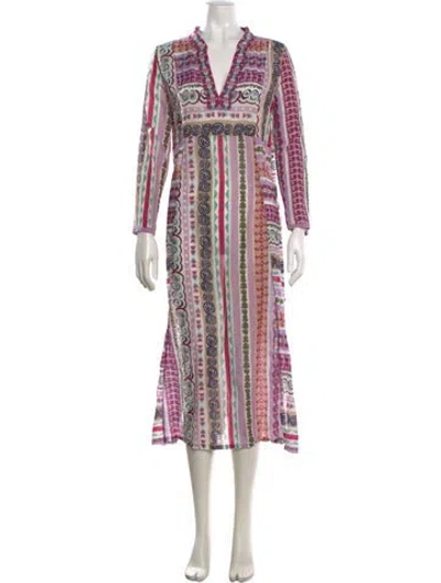 Pre-owned Le Sirenuse Positano Printed Long Dress In Purple