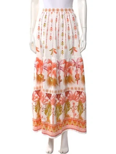 Pre-owned Le Sirenuse Positano Printed Long Skirt In White
