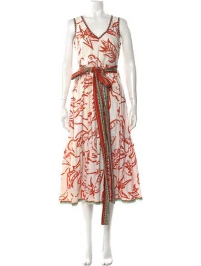 Pre-owned Le Sirenuse Positano Printed Midi Length Dress In Neutral