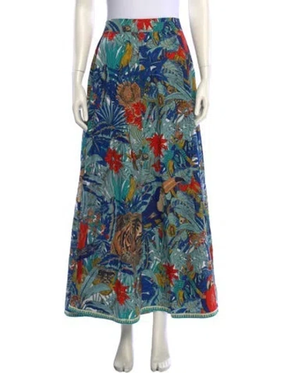 Pre-owned Le Sirenuse Positano Printed Midi Length Skirt In Blue