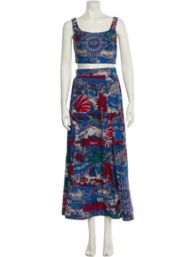 Pre-owned Le Sirenuse Positano Printed Skirt Set In Multi