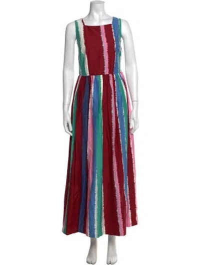 Pre-owned Le Sirenuse Positano Striped Long Dress In Blue/pink