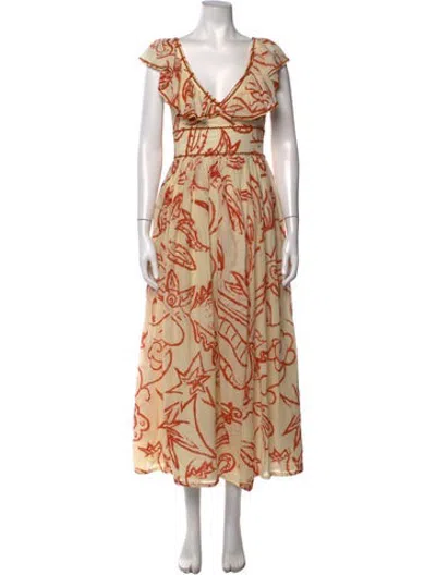 Pre-owned Le Sirenuse Positano Striped Long Dress In Neutrals/orange
