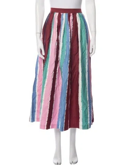 Pre-owned Le Sirenuse Positano Striped Long Skirt In Blue/pink