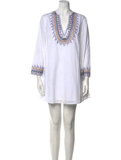 Pre-owned Le Sirenuse Positano Striped Mini Dress In White