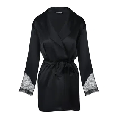 Le Soie Noir Women's Black Brigid Silk Robe