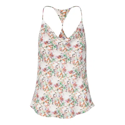 Le Soie Noir Women's Olivia Floral Racer Tank In White