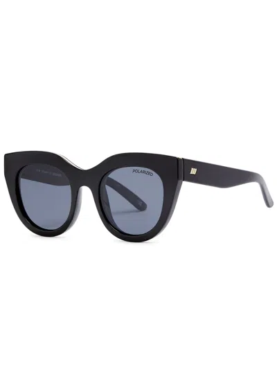 Le Specs Air Heart Round Cat-eye Sunglasses In Black