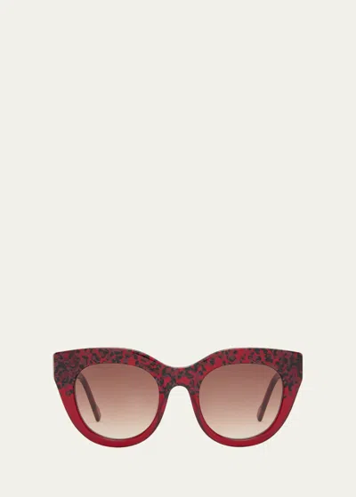 Le Specs Airy Canary Ii Red Acetate Cat-eye Sunglasses In Cherry Leopard Sp