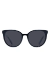 Le Specs Armada 54mm Polarized Round Sunglasses In Shiny Black