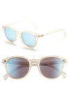 Le Specs Bandwagon 51mm Polarized Sunglasses In Raw Sugar/ice Blue Mirror