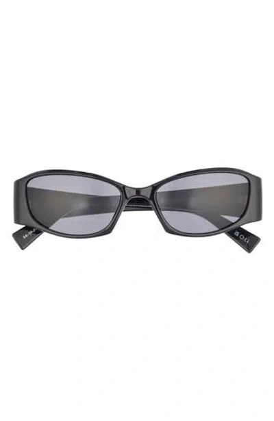 Le Specs Barrier 56mm Oval Sunglasses In Black