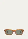 Le Specs Bio-mito Horn Acetate Rectangle Sunglasses In Vintage Horn