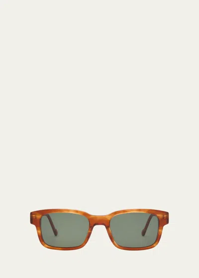 Le Specs Bio-mito Horn Acetate Rectangle Sunglasses In Vintage Horn