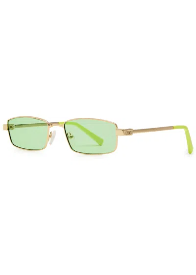 Le Specs Bizarro Rectangle-frame Sunglasses In Gold
