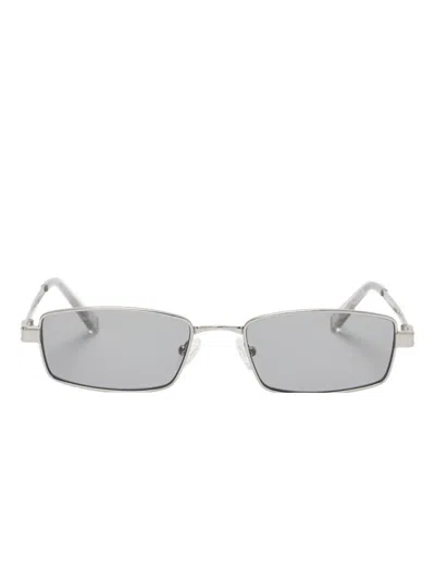 Le Specs Bizzaro Rectangle-frame Sunglasses In Silver