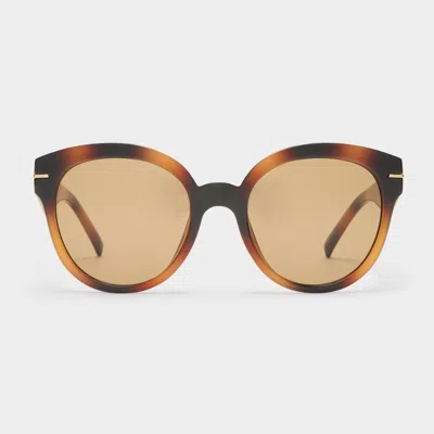 Le Specs Acetate Capacious Cat Eye Sunglasses In Brown