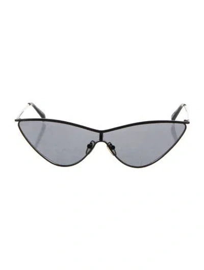 Pre-owned Le Specs Cat-eye Mirrored Sunglasses In Black