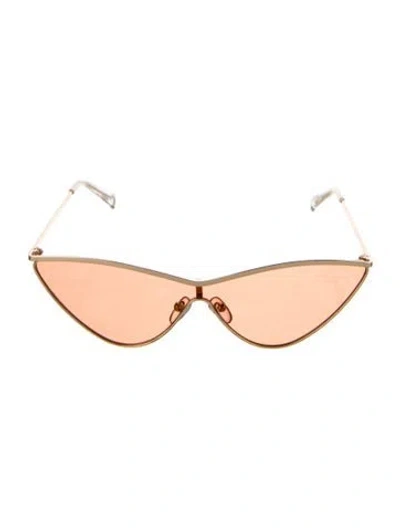 Pre-owned Le Specs Cat-eye Mirrored Sunglasses In Gold