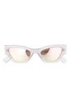 Le Specs Charade 52mm Cat Eye Sunglasses In White