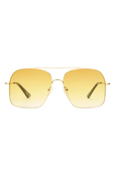 Le Specs Civelle 57mm Gradient Square Aviator Sunglasses In Gold