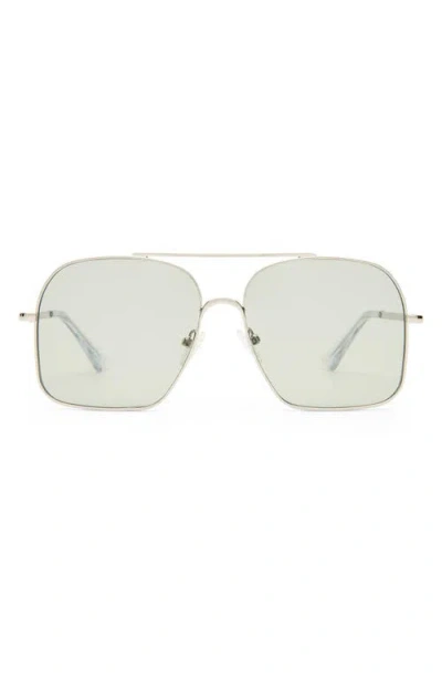 Le Specs Civelle 57mm Gradient Square Aviator Sunglasses In Silver