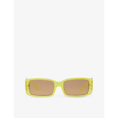 Le Specs Womens Hyper Yellow Cruel Intentions Rectangle-frame Polyethylene Sunglasses