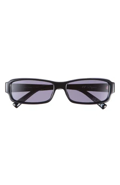 Le Specs Dial Tone Rectangular Sunglasses In Black/smoke Mono
