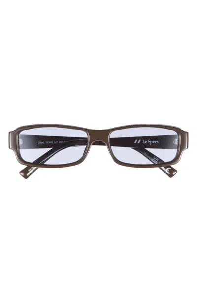 Le Specs Dial Tone Rectangular Sunglasses In Dark Chocolate/smoke Tint