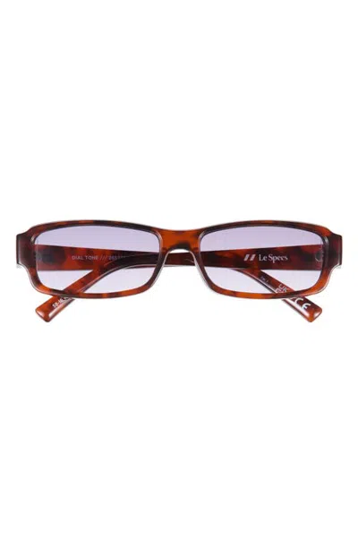 Le Specs Dial Tone Rectangular Sunglasses In Toffee Tort/smoke Grad