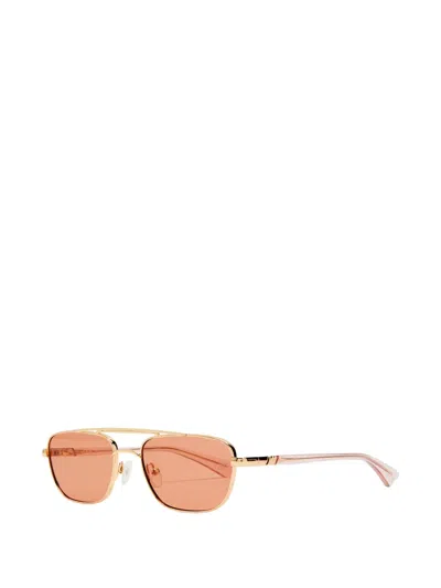 Le Specs Double-bridge Pilot Sunglasses In Gold