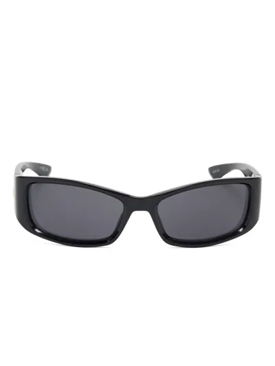 Le Specs Du Jour Rectangle-frame Sunglasses In Black