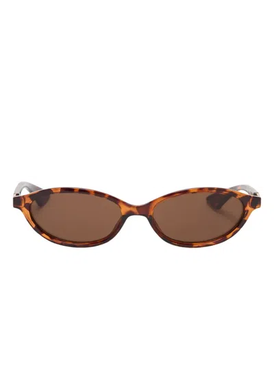 Le Specs Duskfall Geometric-frame Sunglasses In Brown