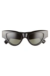 Le Specs Fanplastico 50mm Small Cat Eye Sunglasses In Black
