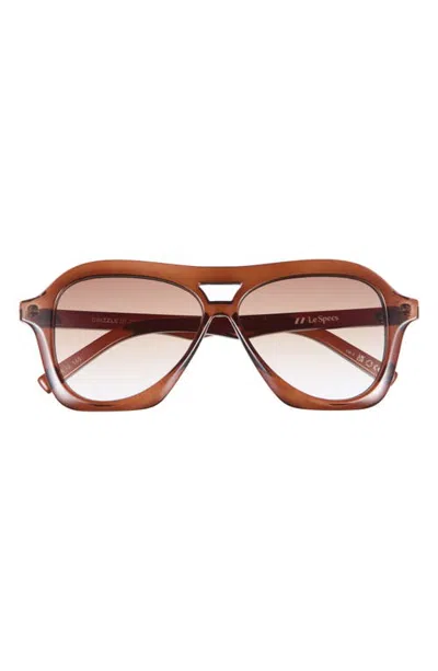 Le Specs Gender Inclusive Drizzle 56mm Gradient Aviator Sunglasses In Cocoa/brown Grad