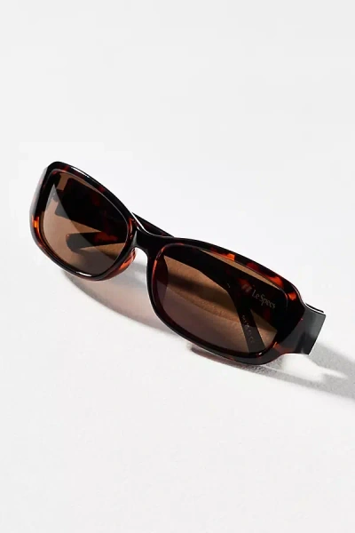 Le Specs Gigglemug Rectangle Wrapped Sunglasses In Brown