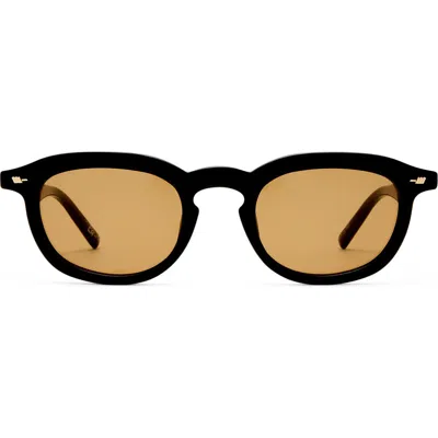 Le Specs Heart Throb 50mm Round Sunglasses In Black