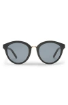 Le Specs Influx Gold-bridge Round Sunglasses In Black/smoke Mono