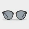 Le Specs Influx Gold-bridge Round Sunglasses In Black