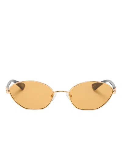 Le Specs Le Bebe Oval-frame Sunglasses In Gold