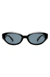 Le Specs Le Bijou 55mm Oval Sunglasses In Black