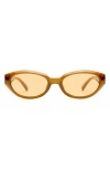 Le Specs Le Bijou 55mm Oval Sunglasses In Brown