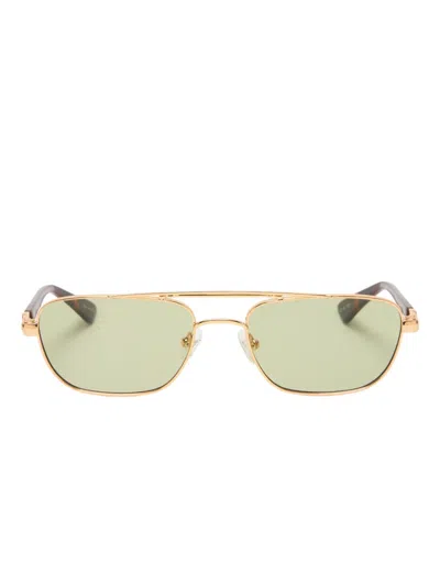 Le Specs Le Mini Rectangle-frame Sunglasses In Gold